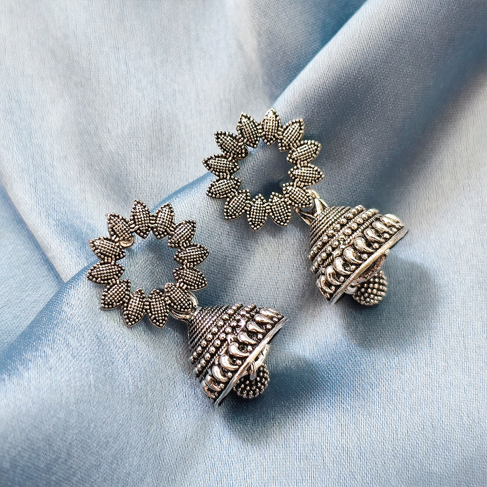 The99Jewel Vintage Oxidised Pearl Jhumki Earrings