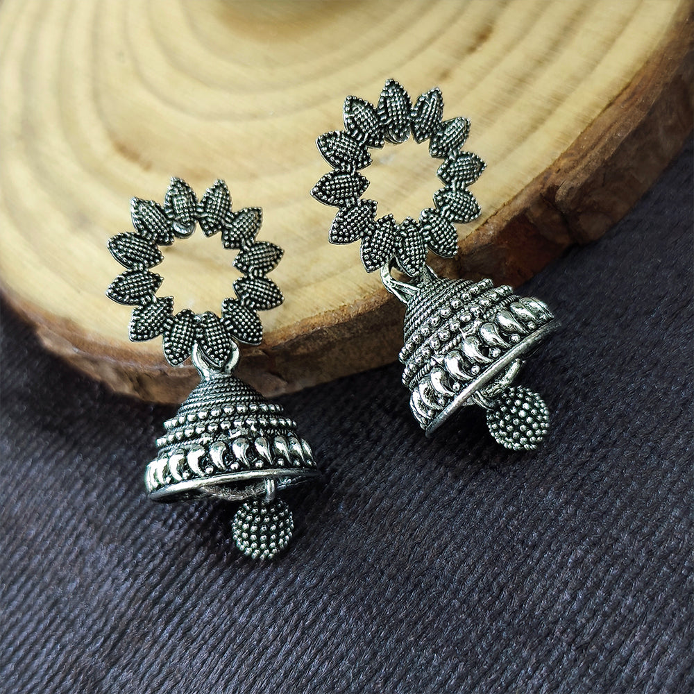 The99Jewel Vintage Oxidised Pearl Jhumki Earrings