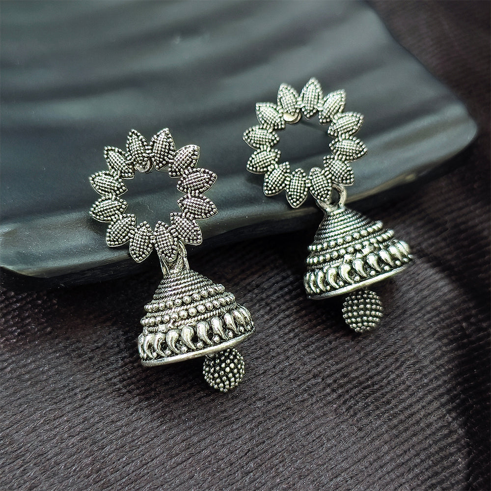 The99Jewel Vintage Oxidised Pearl Jhumki Earrings