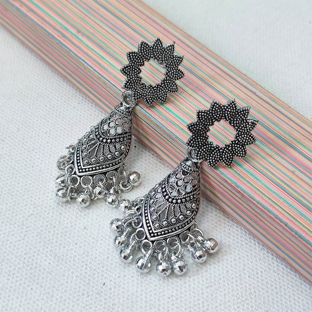 The99Jewel Vintage Oxidised Pearl Jhumki Earrings