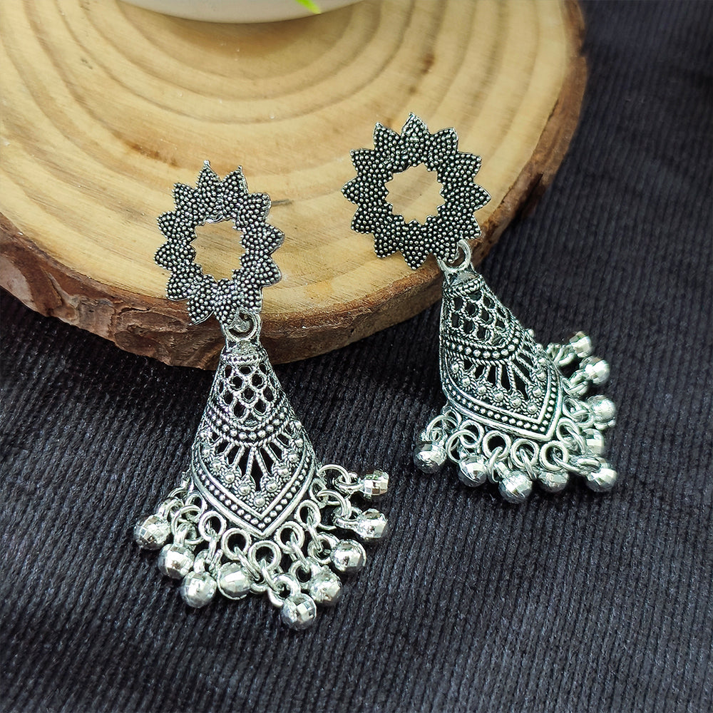 The99Jewel Vintage Oxidised Pearl Jhumki Earrings