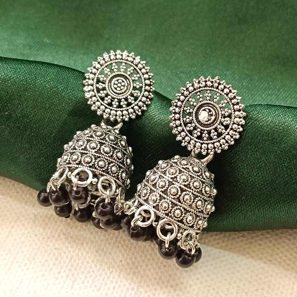 The99Jewel Vintage Oxidised Pearl Jhumki Earrings