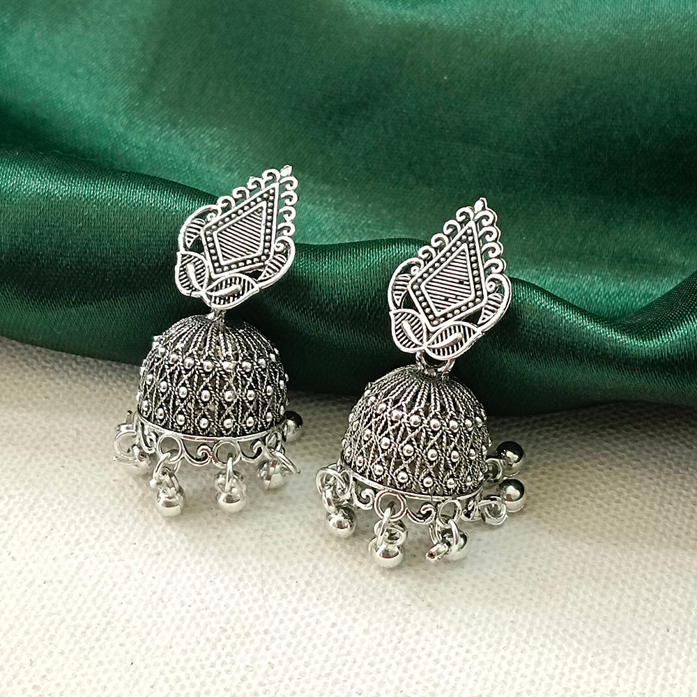 The99Jewel Vintage Oxidised Pearl Jhumki Earrings