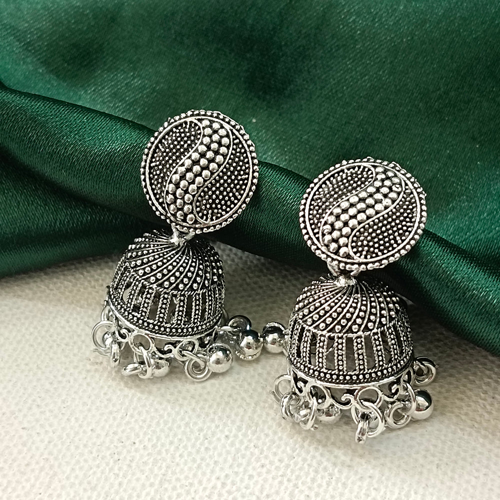 The99Jewel Oxidised Plated Round Jhumki Earrings