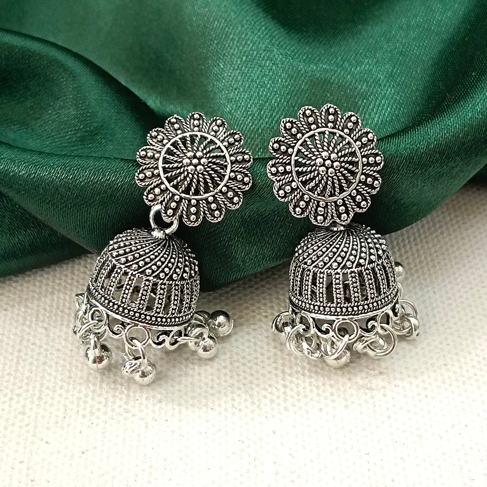 The99Jewel Vintage Oxidised Pearl Jhumki Earrings