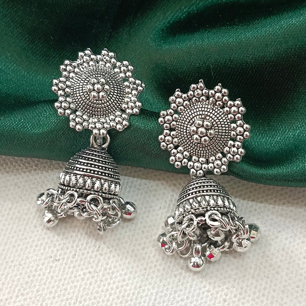 The99Jewel Vintage Oxidised Pearl Jhumki Earrings