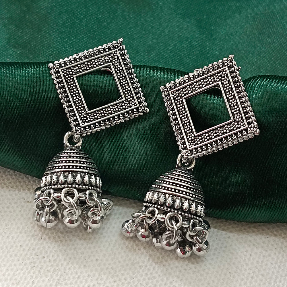 The99Jewel Vintage Oxidised Pearl Jhumki Earrings