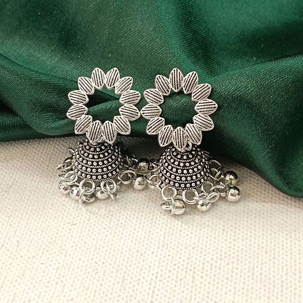 The99Jewel Vintage Oxidised Pearl Jhumki Earrings