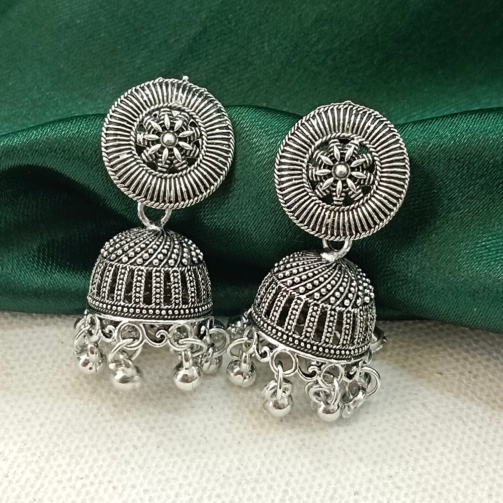 The99Jewel Oxidised Plated Round Jhumki Earrings