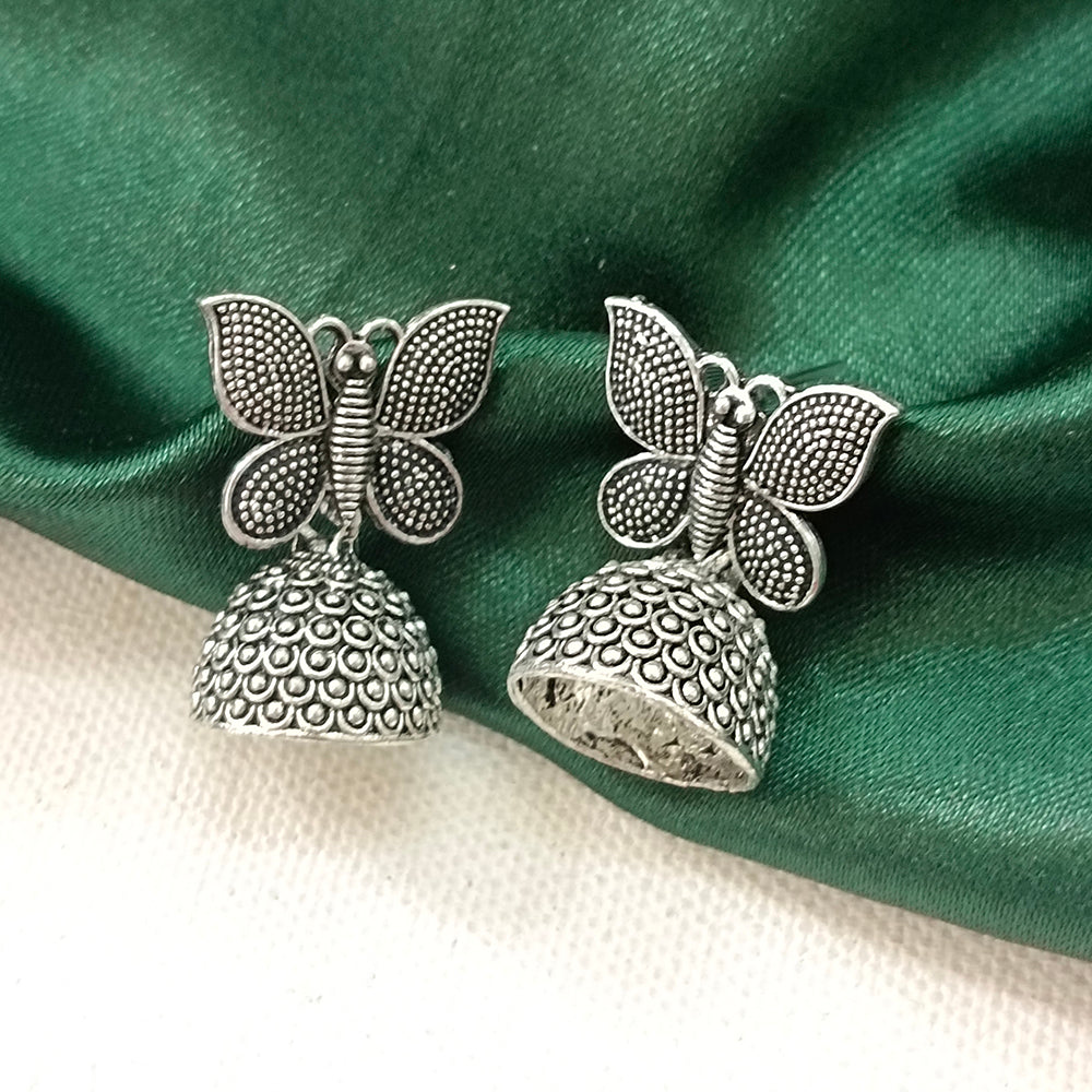 The99Jewel Oxidised Plated Butterfly Jhumki Earrings
