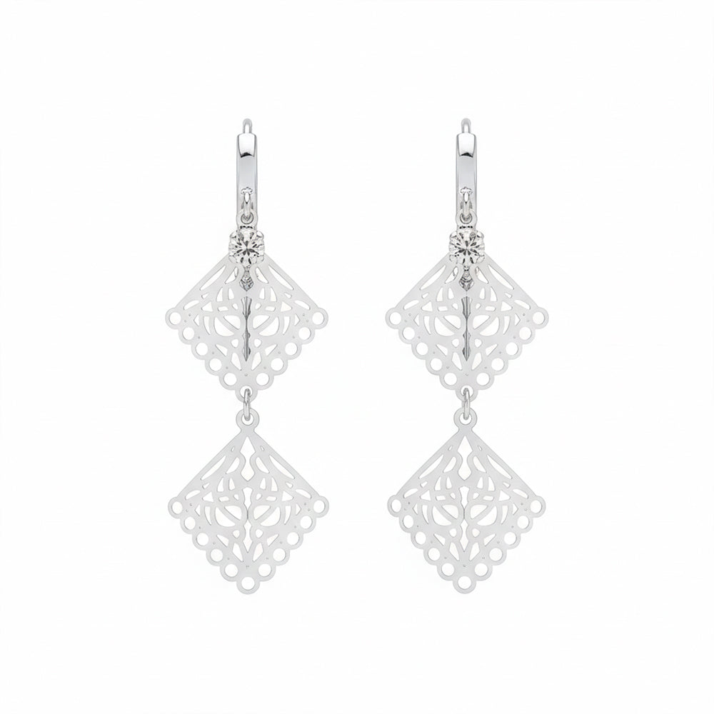 The99Jewel Stylish Double Square Drop Silver Plated Earrings for Women