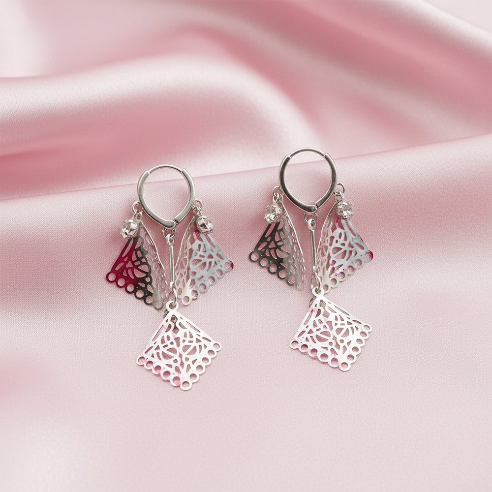 The99Jewel Stylish Double Square Drop Silver Plated Earrings for Women