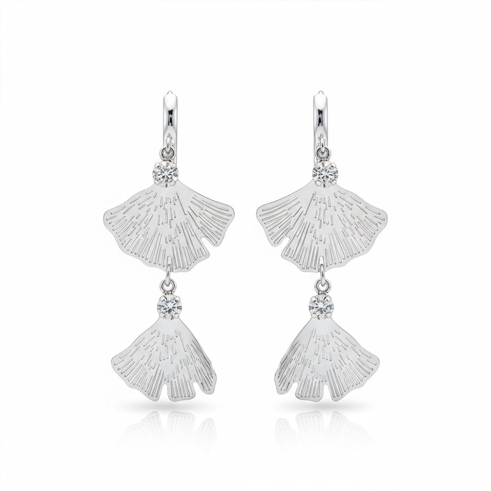 The99Jewel Stylish Double Flroal Drop Silver Plated Earrings for Women