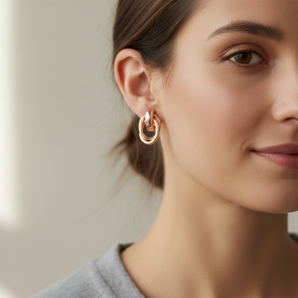 The99Jewel Rose Gold Plated Anti-Tarnish Stylish Stud Earrings