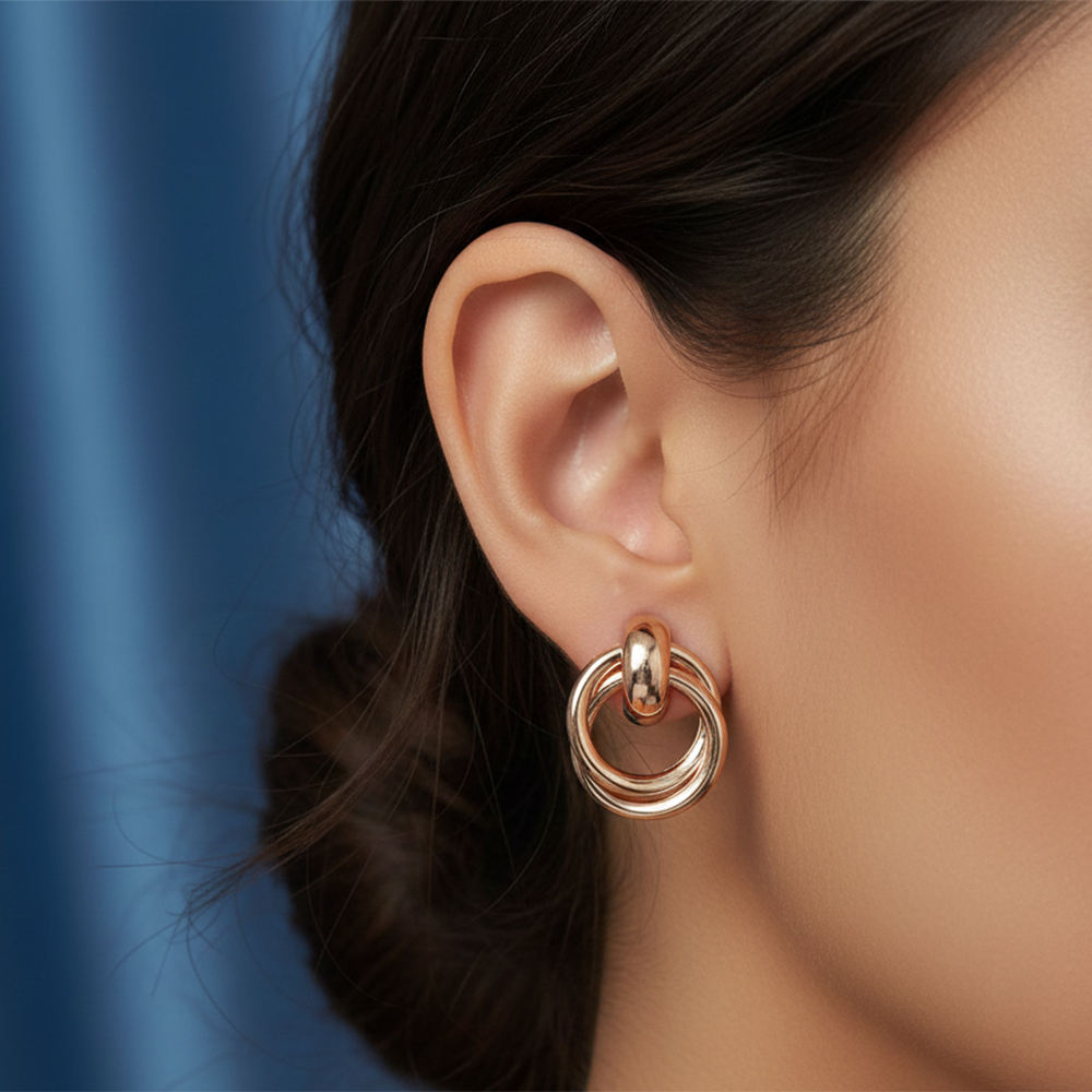 The99Jewel Trendy Rose Gold Plated Anti-Tarnish Stud Earrings