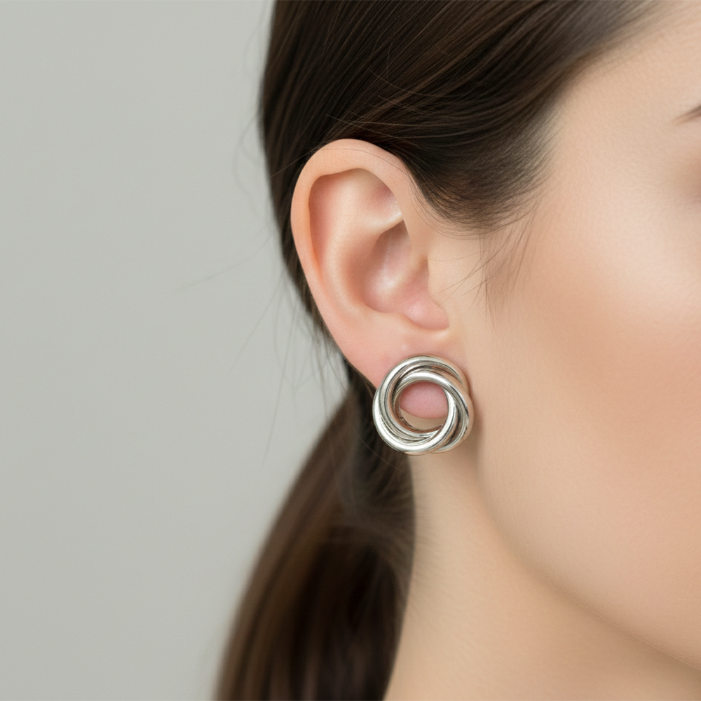 The99Jewel Modern Silver Plated Anti-Tarnish Stud Earrings