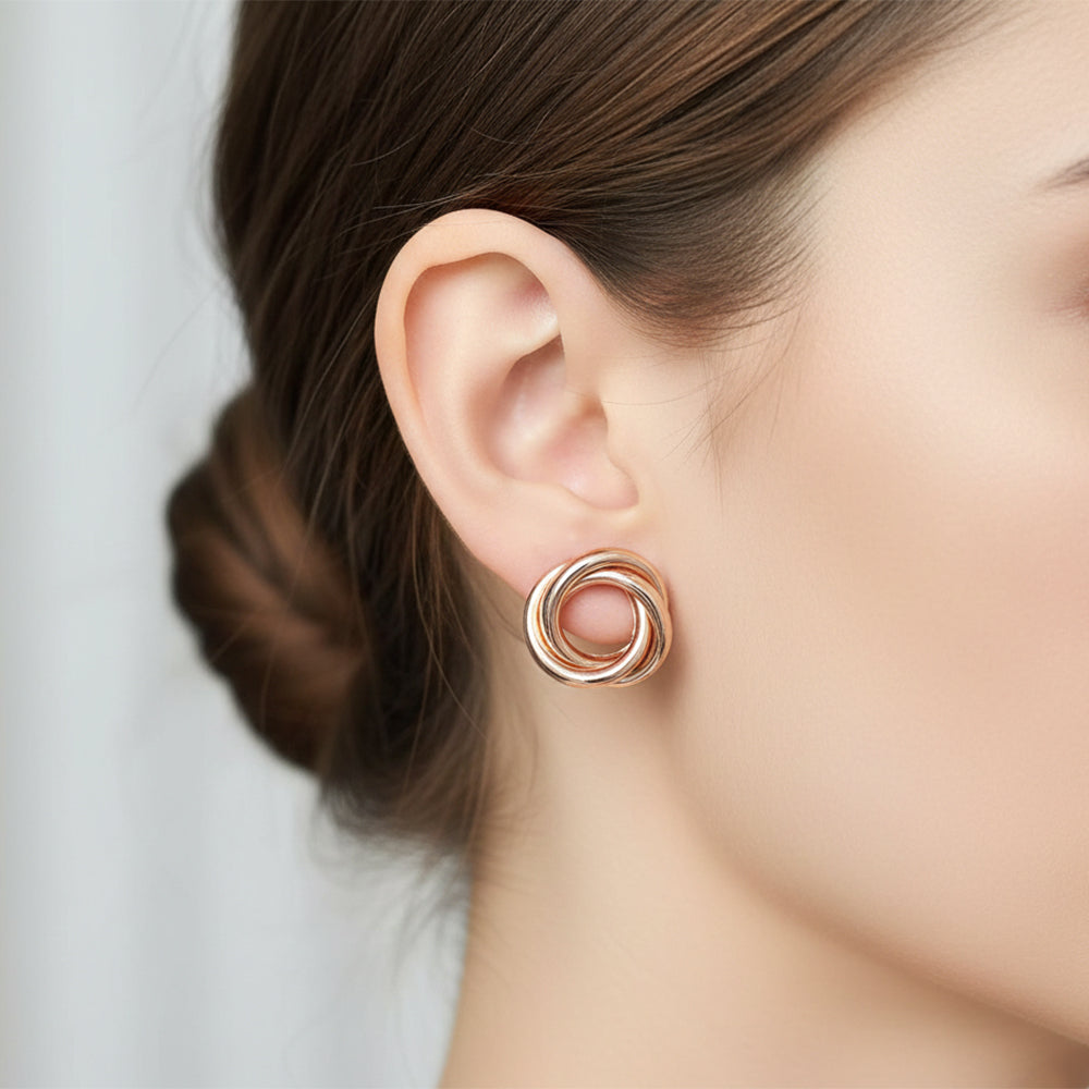 The99Jewel Classic Rose Gold Plated Anti-Tarnish Stud Earrings