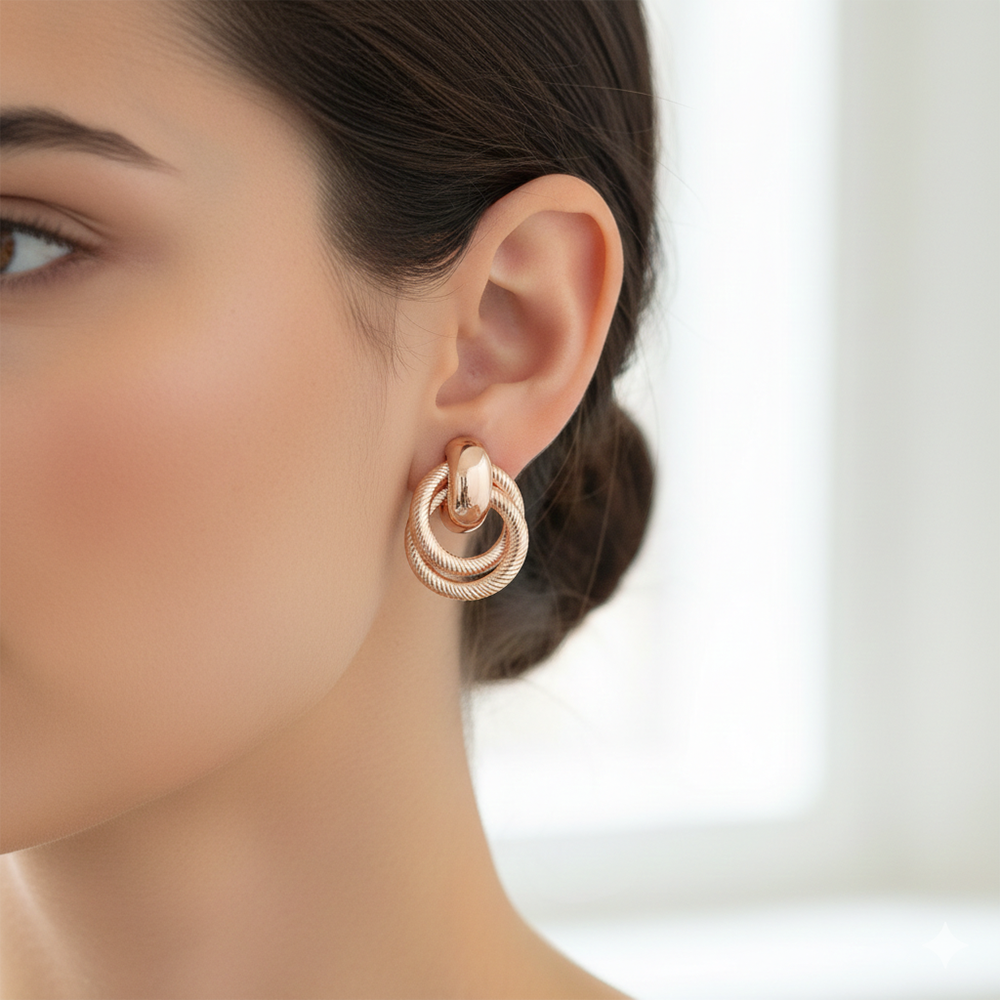 The99Jewel Modern Rose Gold Plated Anti-Tarnish Stylish Studs