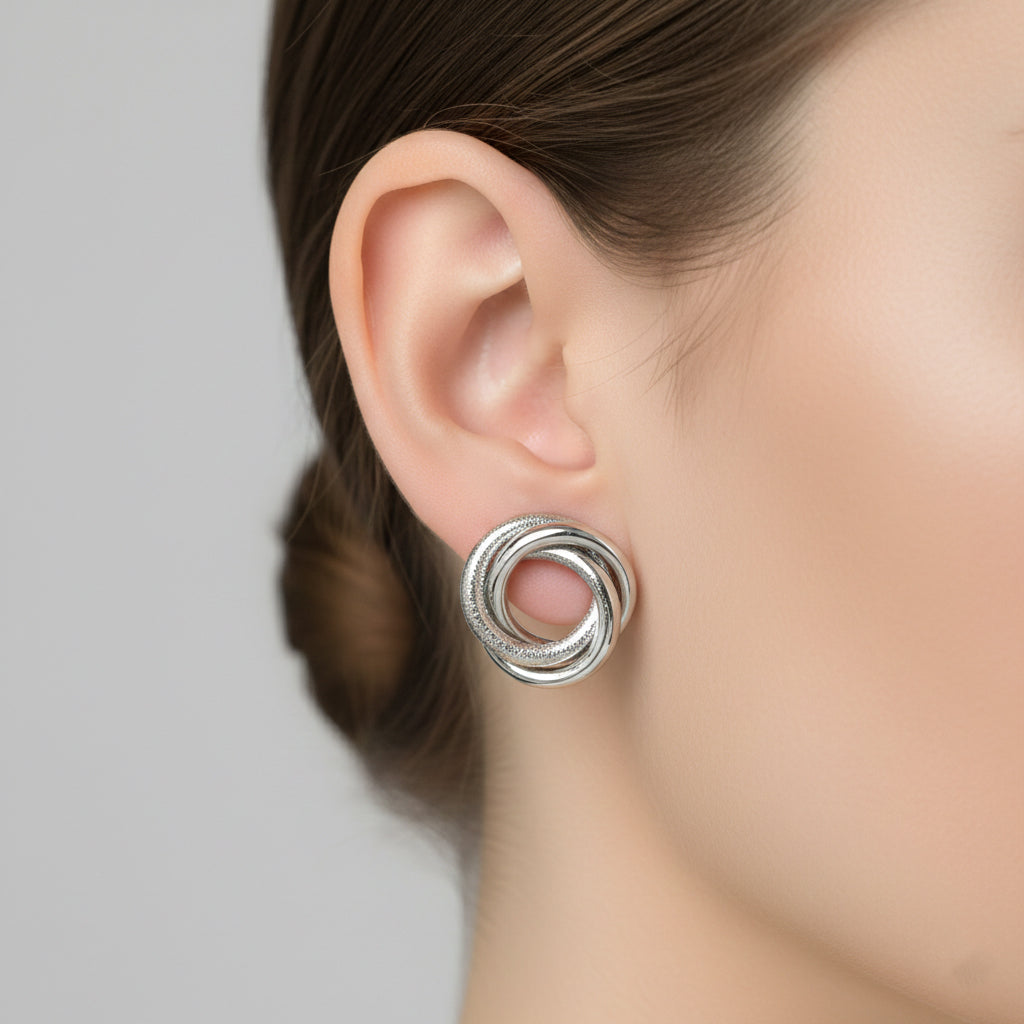 The99Jewel Classic Silver Plated Anti-Tarnish Stud Earrings