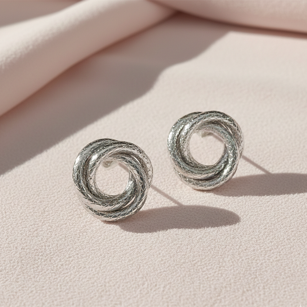 The99Jewel Designer Gold Plated Twisted Circle Stud Earrings
