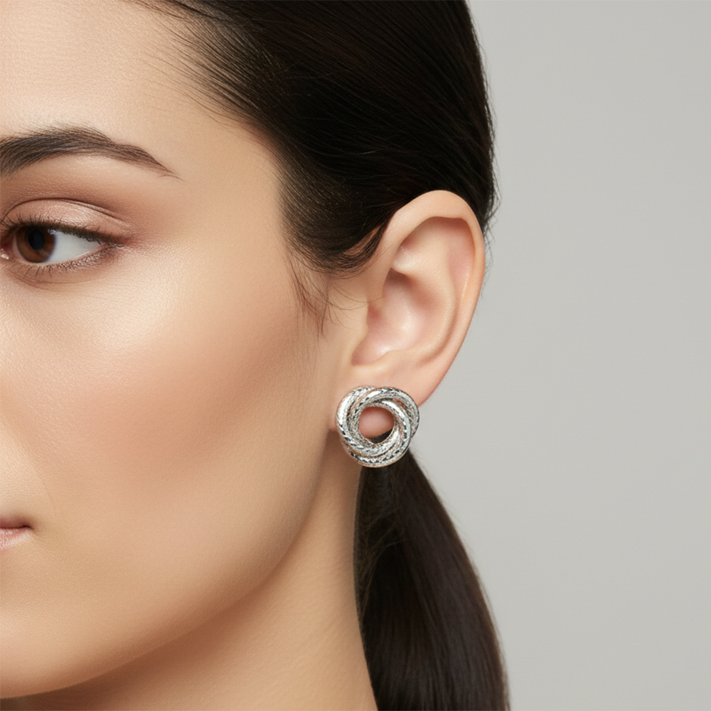 The99Jewel Designer Gold Plated Twisted Circle Stud Earrings