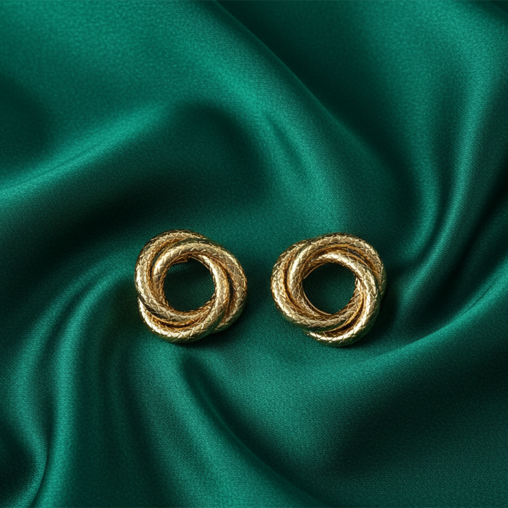 The99Jewel Designer Gold Plated Twisted Circle Stud Earrings