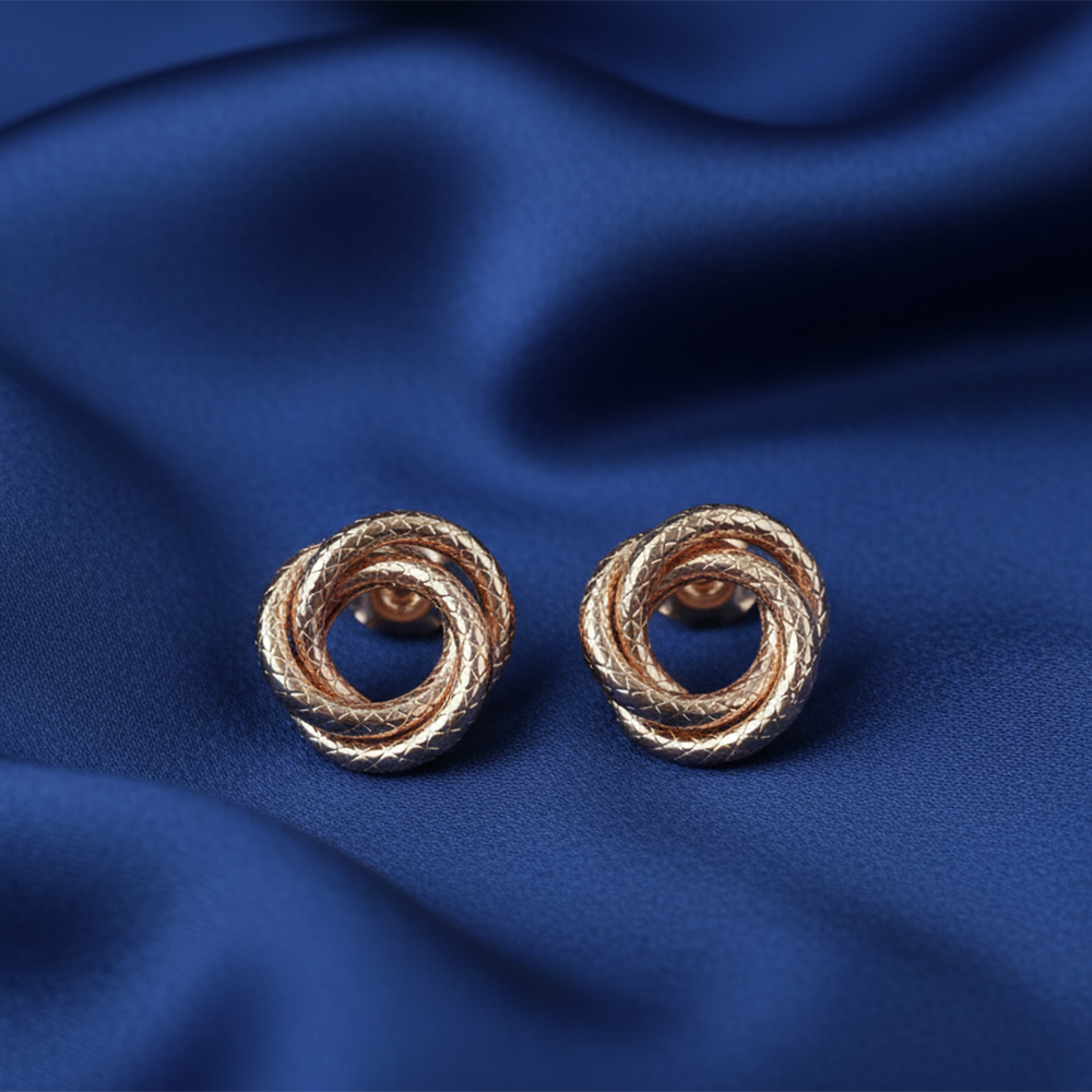 The99Jewel Designer Gold Plated Twisted Circle Stud Earrings