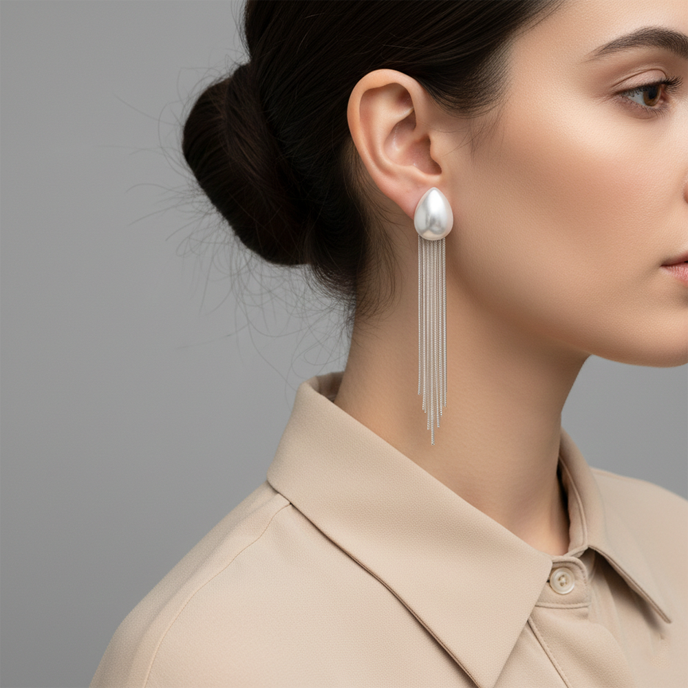 The99Jewel Luxe Pearl Drop Elegant Long Party Wear Earrings for Women