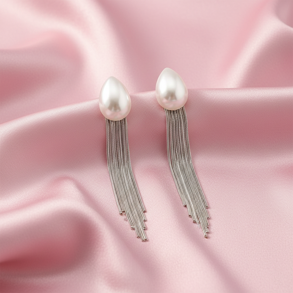 The99Jewel Luxe Pearl Drop Elegant Long Party Wear Earrings for Women