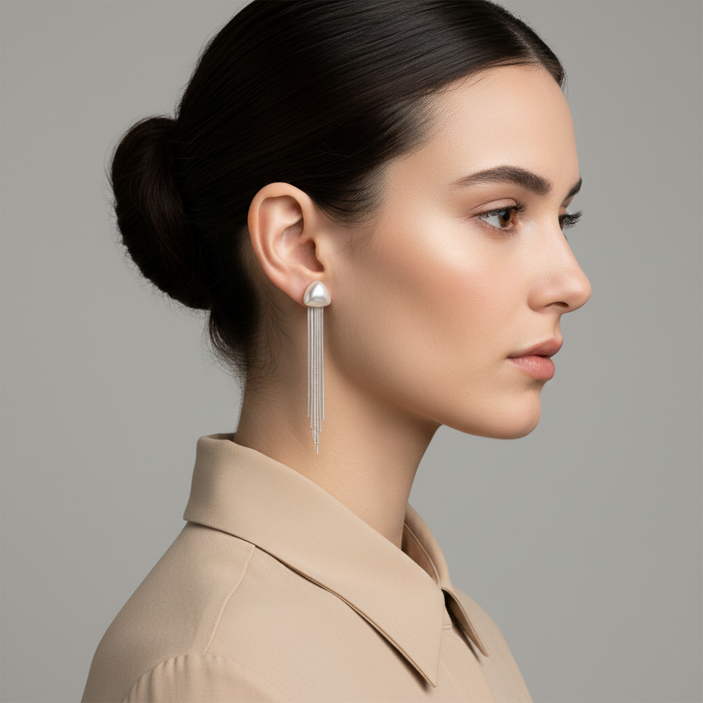 The99Jewel Luxe Triangle Pearl Designer Statement Earrings