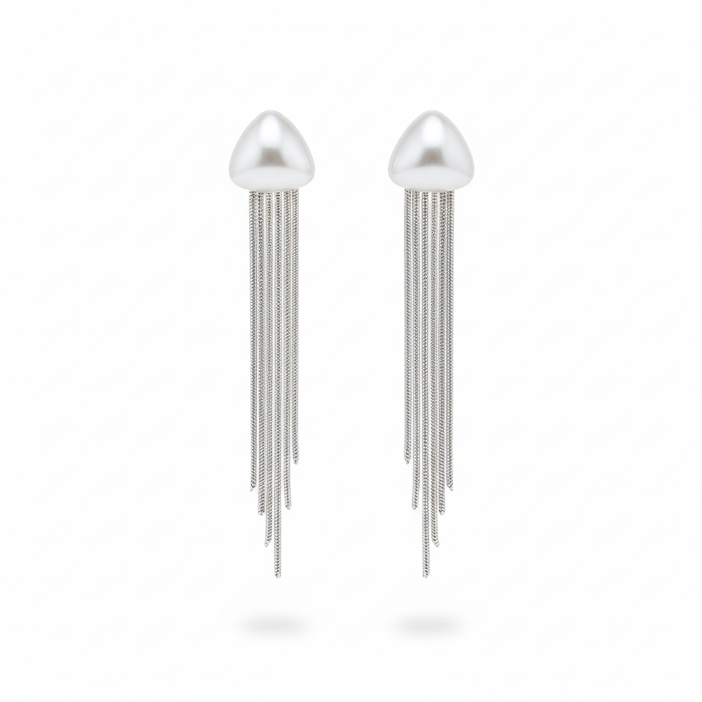 The99Jewel Luxe Triangle Pearl Designer Statement Earrings