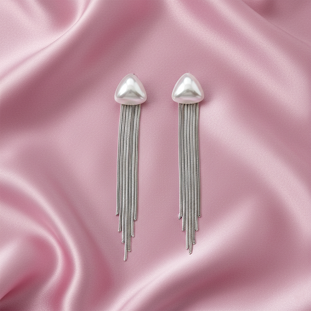 The99Jewel Luxe Triangle Pearl Designer Statement Earrings