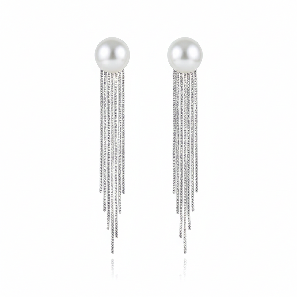 The99Jewel Luxe Round Pearl Classic Long Party Wear Earrings