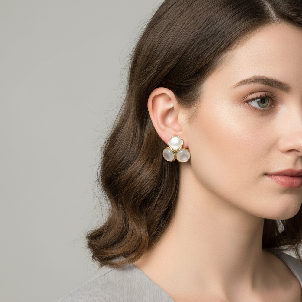 The99Jewel Classic Monalisa White Stone Cluster Stud