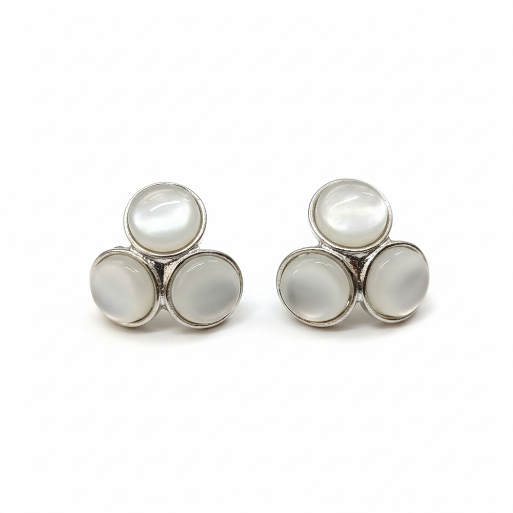 The99Jewel Triple Monalisa White Stone Stud Earrings
