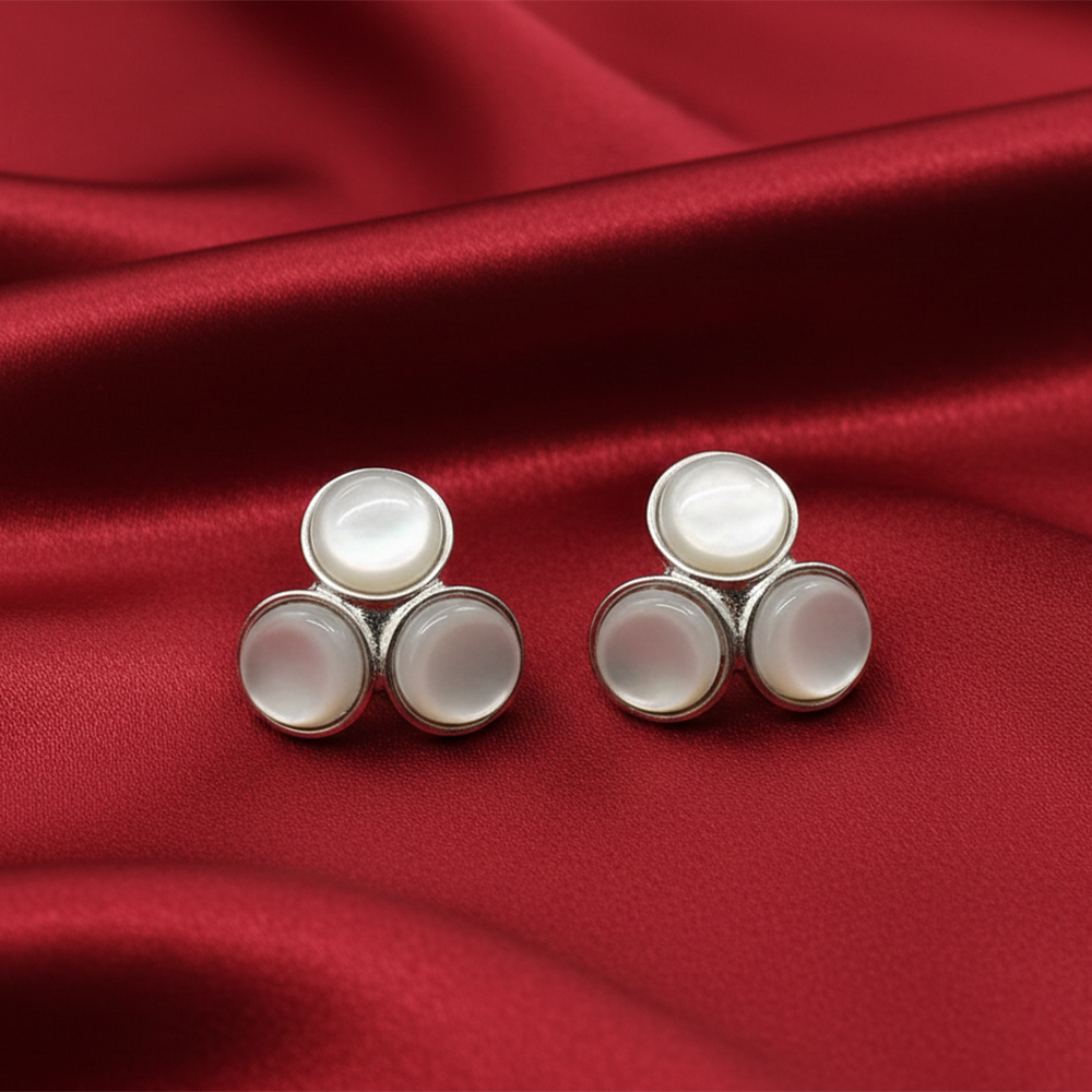 The99Jewel Triple Monalisa White Stone Stud Earrings