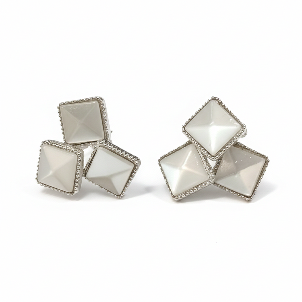 The99Jewel Minimal Monalisa White Stone Square Stud Earrings