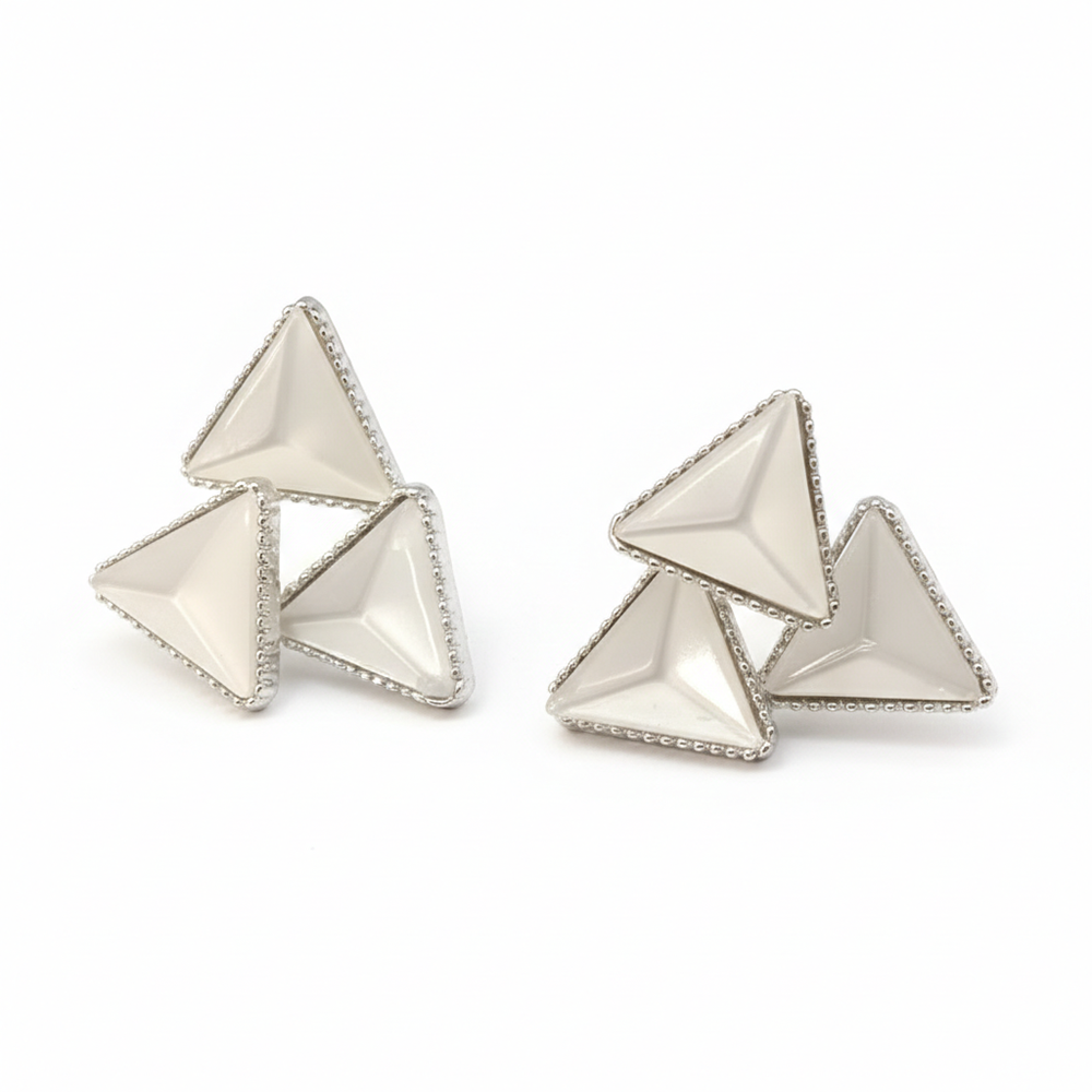 The99Jewel Minimal Monalisa White Stone Triangle Stud Earrings