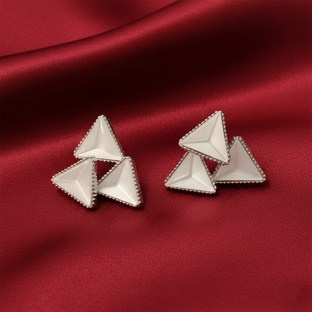 The99Jewel Minimal Monalisa White Stone Triangle Stud Earrings