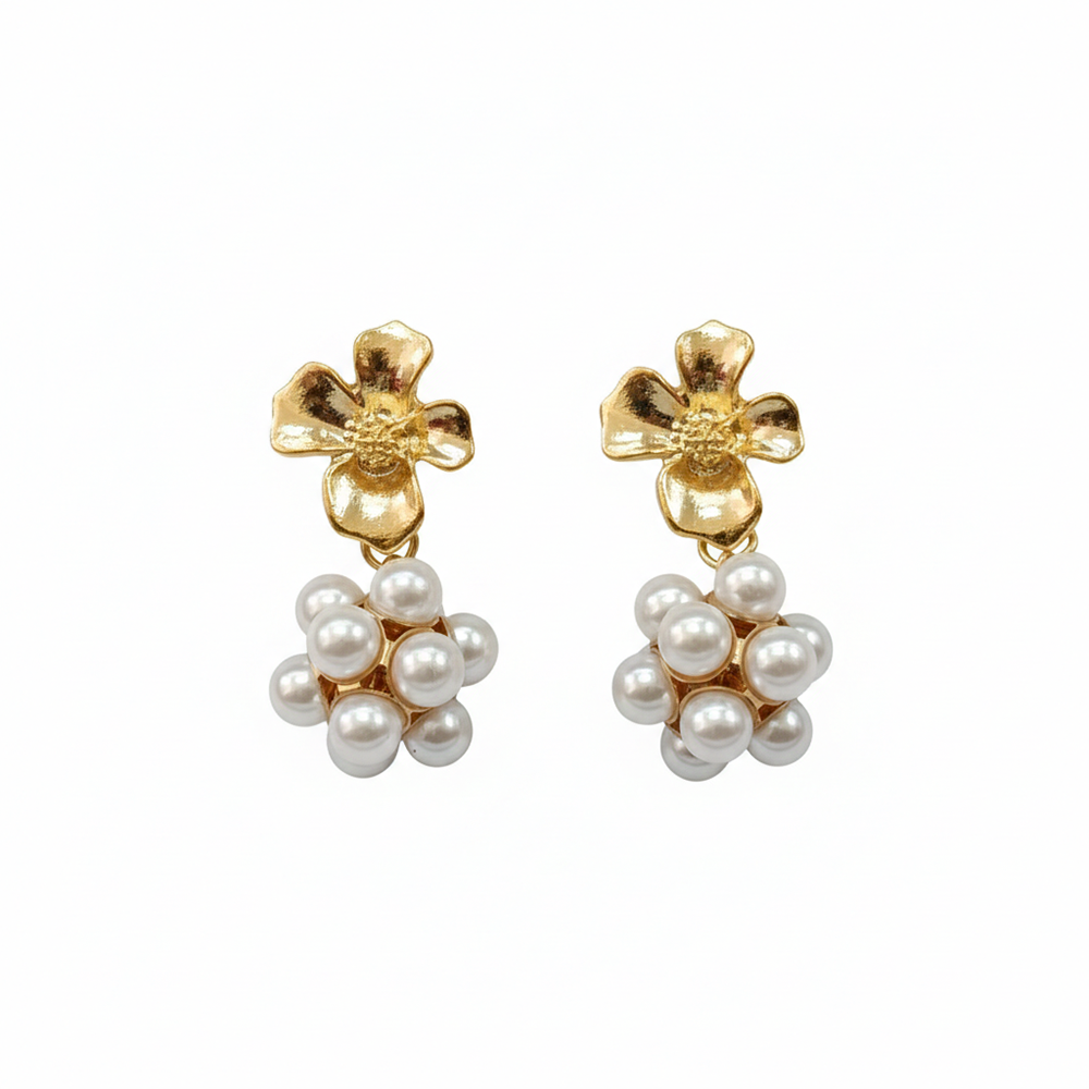 The99Jewel Gold Plated Crystal Stone & Pearl Classy Earrings