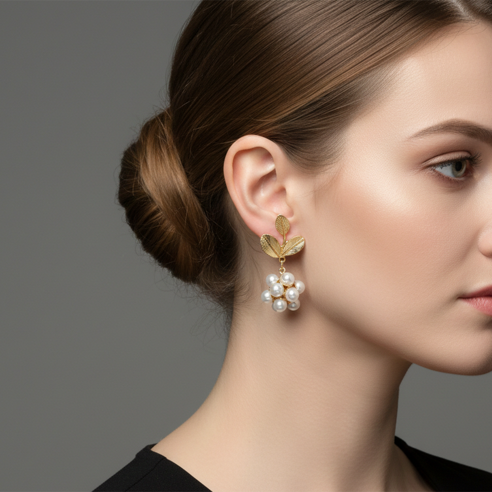 The99Jewel Gold Plated Crystal Stone & Pearl Classy Earrings