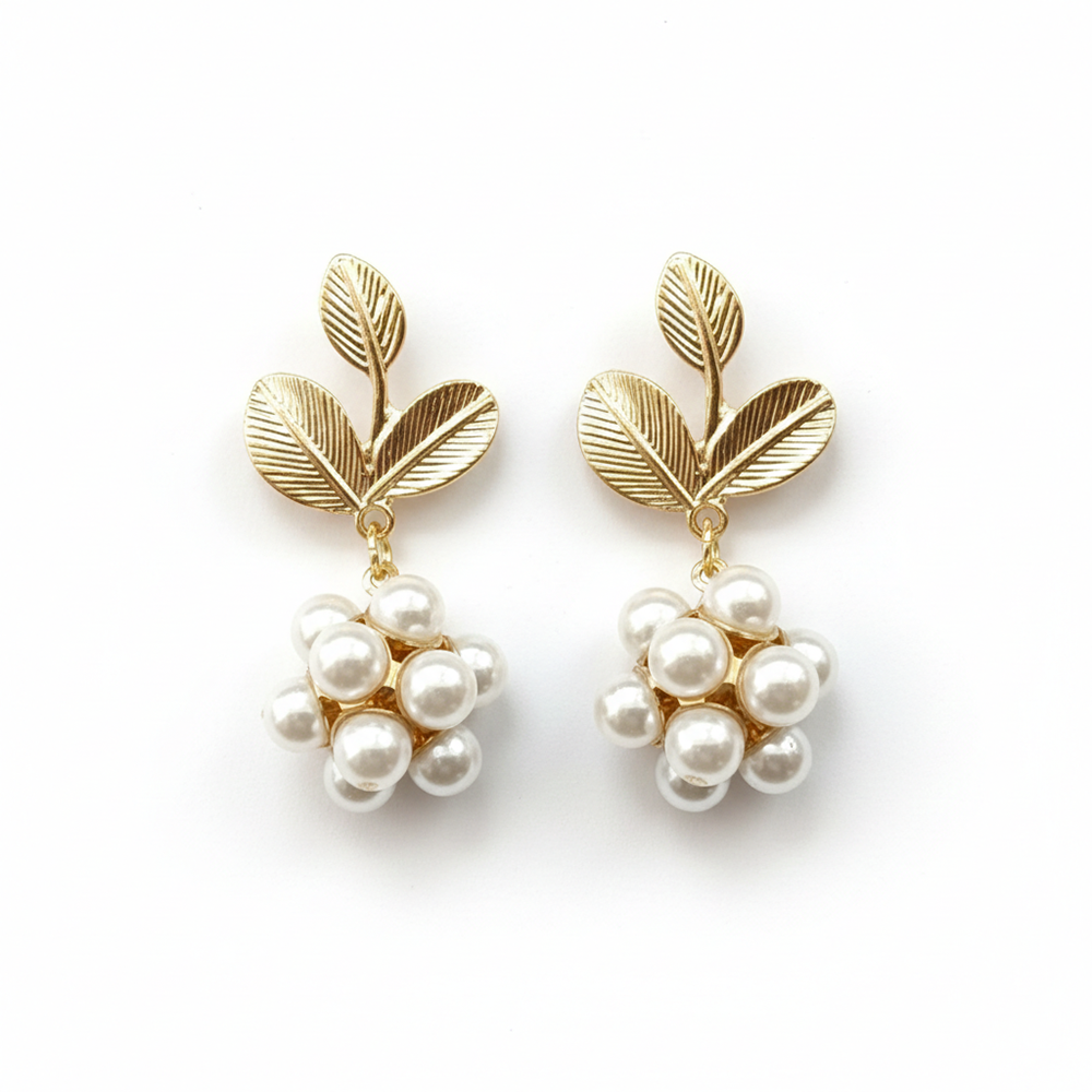 The99Jewel Gold Plated Crystal Stone & Pearl Classy Earrings