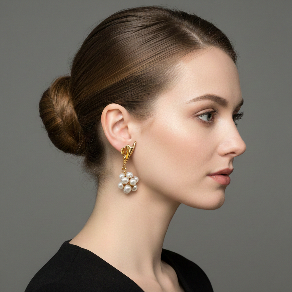 The99Jewel Gold Plated Crystal Stone & Pearl Classy Earrings