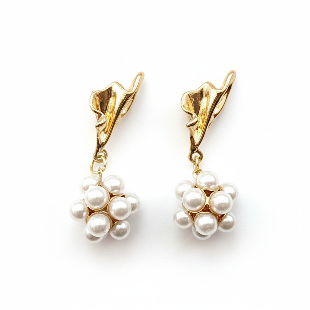 The99Jewel Gold Plated Crystal Stone & Pearl Classy Earrings