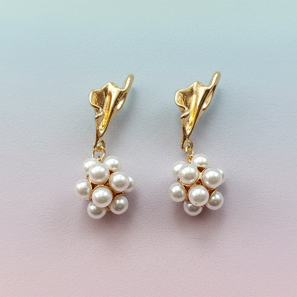 The99Jewel Gold Plated Crystal Stone & Pearl Classy Earrings
