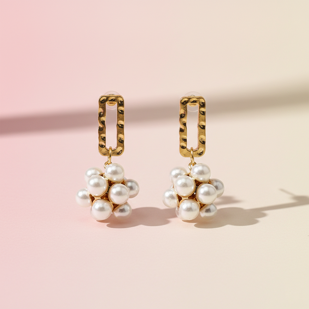 The99Jewel Gold Plated Crystal Stone & Pearl Classy Earrings