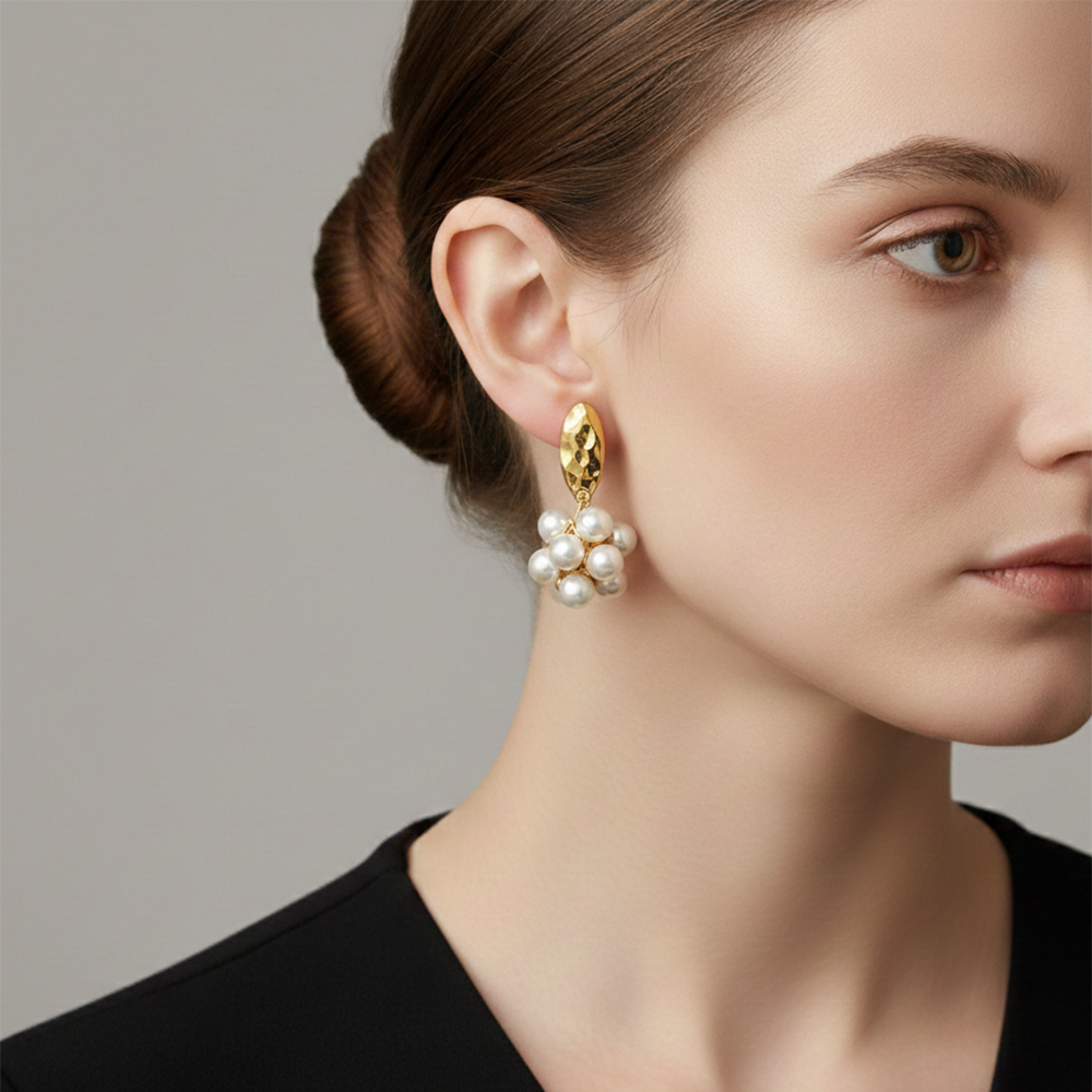 The99Jewel Gold Plated Crystal Stone & Pearl Classy Earrings