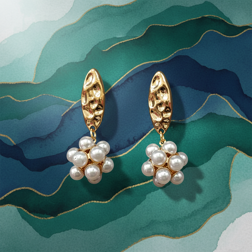 The99Jewel Gold Plated Crystal Stone & Pearl Classy Earrings