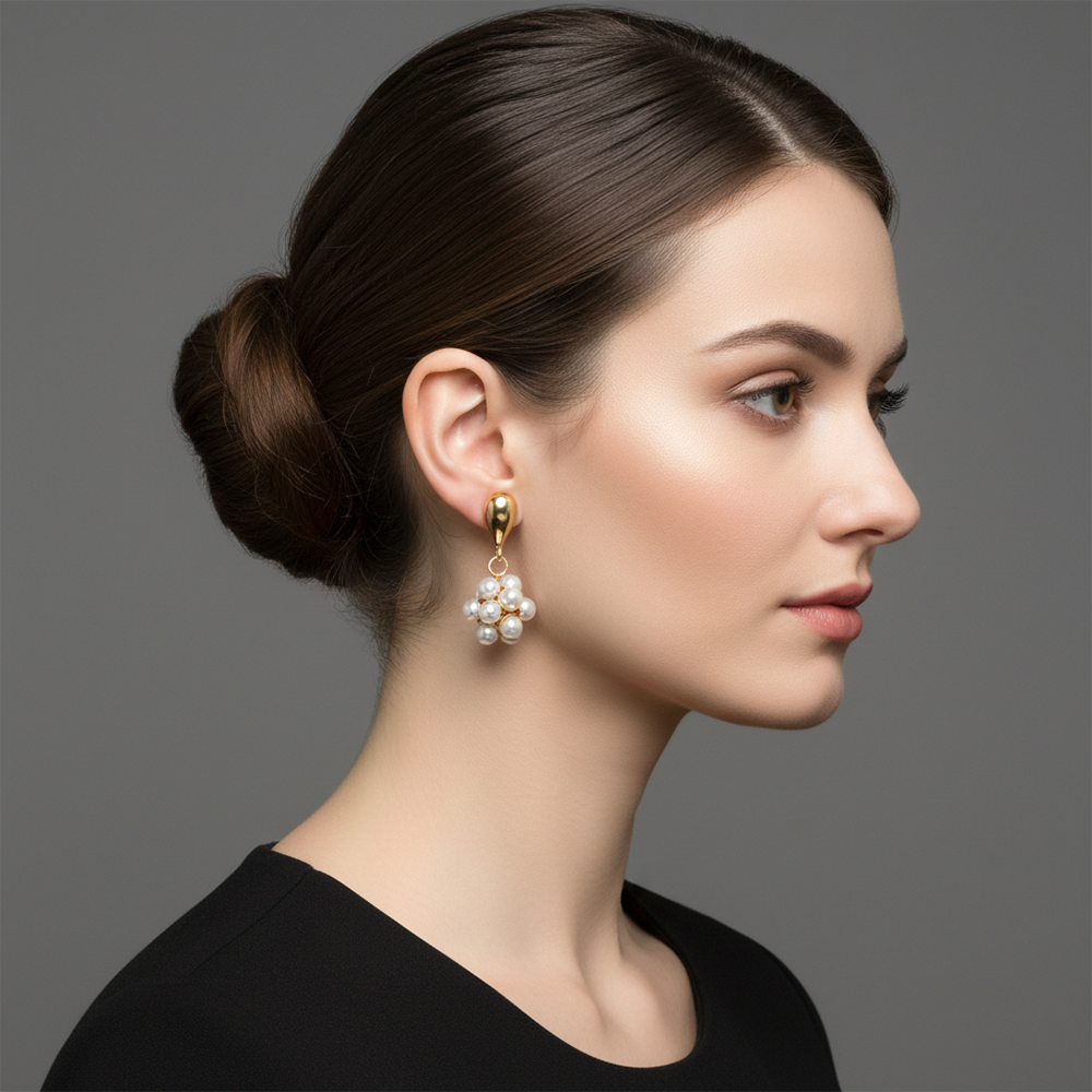 The99Jewel Gold Plated Crystal Stone & Pearl Classy Earrings