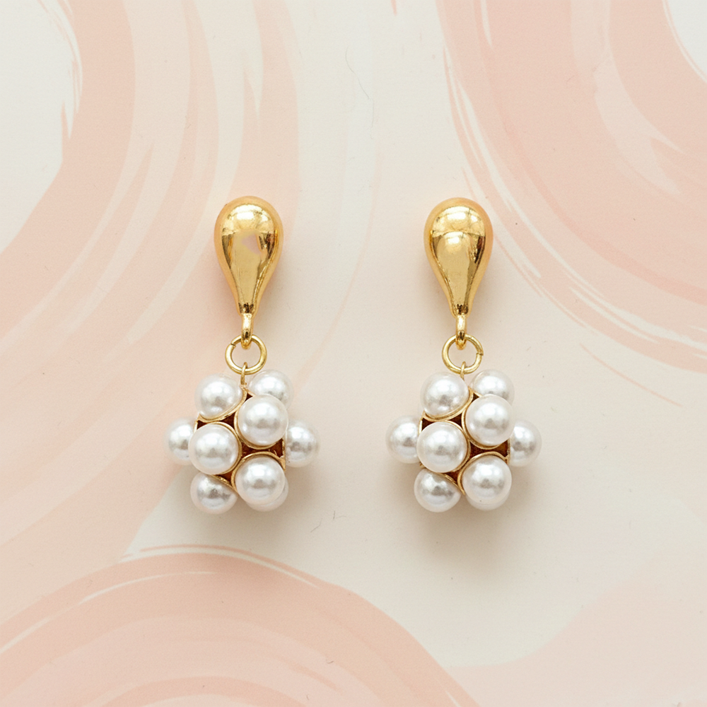 The99Jewel Gold Plated Crystal Stone & Pearl Classy Earrings